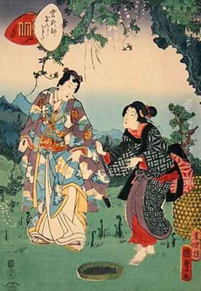 Sawarabi Oil Painting by Utagawa Kunisada II