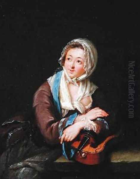 Lady with a Musical Instrument Oil Painting by Georg Melchior Kraus