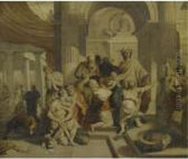 Joseph Receiving His Brothers Oil Painting by Antoine Coypel