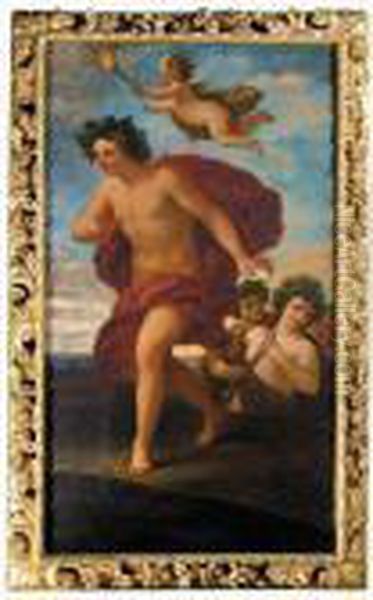 Bacchus In A Landscape With Other Figures And A Putti Oil Painting by Antoine Coypel