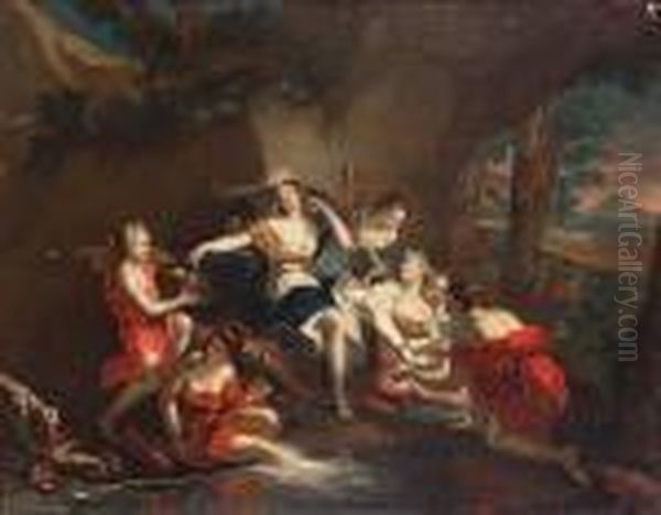 Diana And Her Nymphs Bathing Oil Painting by Antoine Coypel