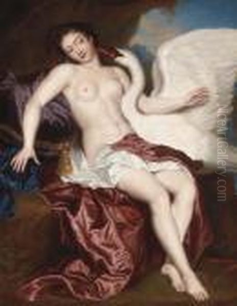 Leda And The Swan Oil Painting by Antoine Coypel