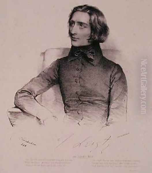 Portrait of Franz Liszt 1811-86 Oil Painting by Fritz Kriehuber