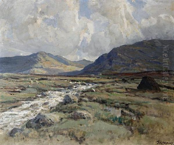 A Trout Stream, Connemara Oil Painting by James Humbert Craig