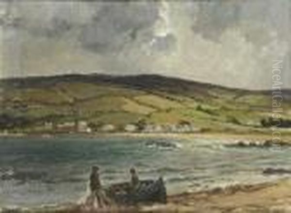 Fishermen With Boat On The Shore, Co. Down Oil Painting by James Humbert Craig