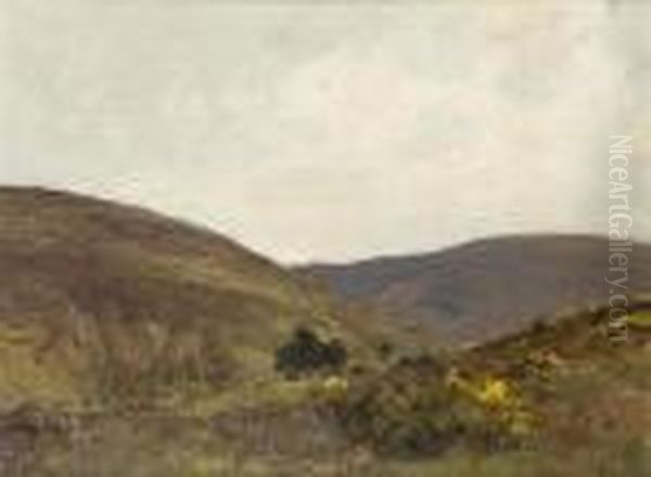 Mountain Landscape With Gorse Oil Painting by James Humbert Craig