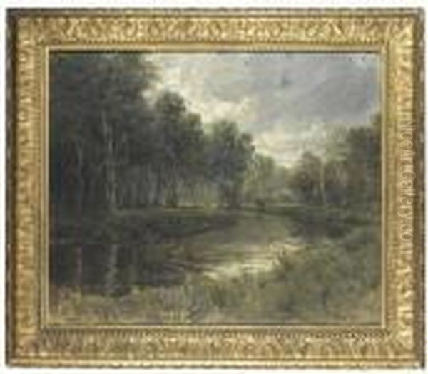 A Wooded River With A Group Of Figures On The Far Bank, Circa 1916-20 Oil Painting by James Humbert Craig