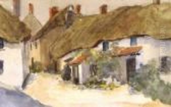 Thatched Cottages Oil Painting by James Humbert Craig