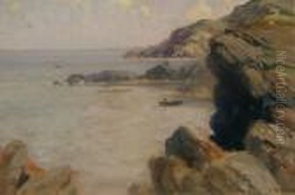 Fishing Off The Rocks Breaghe Donegal Oil Painting by James Humbert Craig