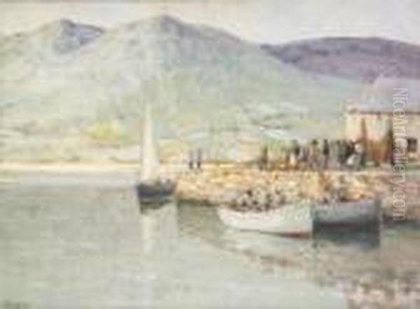 Unloading The Catch - Killary Harbour Oil Painting by James Humbert Craig