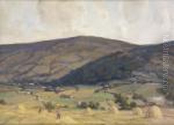 Figures Making Hay, Glendun Near Cushendun Oil Painting by James Humbert Craig