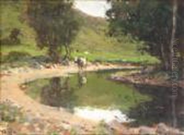 Cows By A Wooded Stream Oil Painting by James Humbert Craig