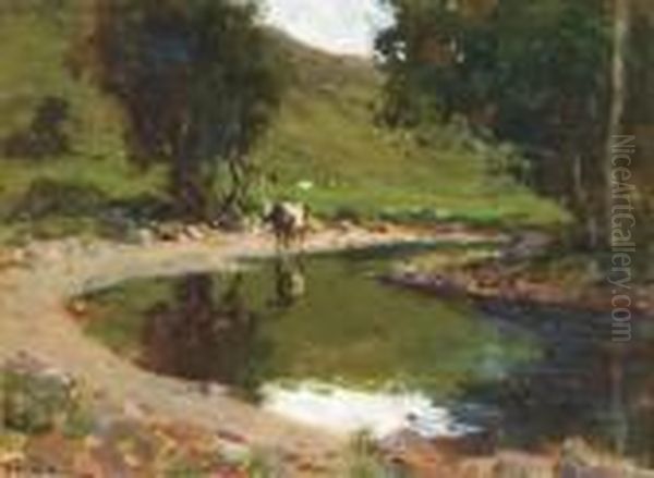 A Pastoral Landscape With Cattle By A Stream Oil Painting by James Humbert Craig