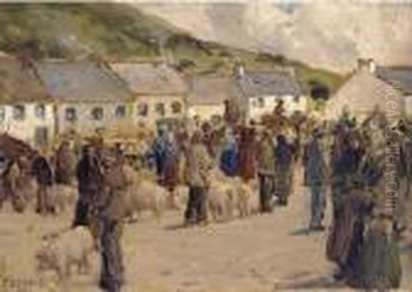 A Galway Pig Fair Oil Painting by James Humbert Craig