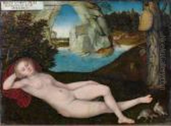 < La Nymphe De La Source >. Oil Painting by Lucas The Elder Cranach