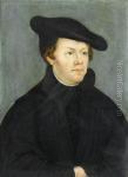 Portrait Of Dr. 
Martin Luther Oil Painting by Lucas The Elder Cranach