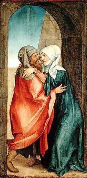 Meeting of Joachim and Anne Oil Painting by Hans Suess Kulmbach