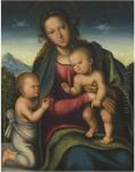 The Virgin And Child With The Infant Saint John Oil Painting by Lucas The Elder Cranach