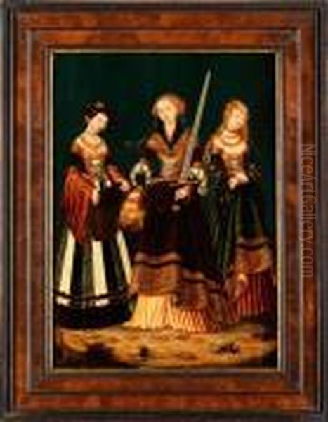 Judith Mit Dem Kopf Des Holofernes Undden Zwei Begleiterinnen Oil Painting by Lucas The Elder Cranach