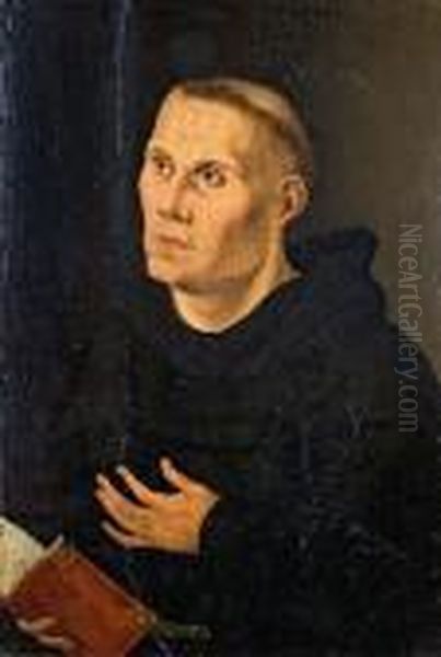 Martin Luther Als Monch Oil Painting by Lucas The Elder Cranach