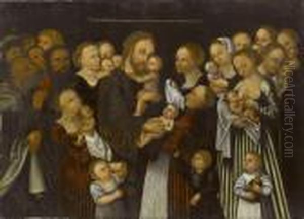 Lasset Die Kindlein Zu Mir Kommen Oil Painting by Lucas The Elder Cranach