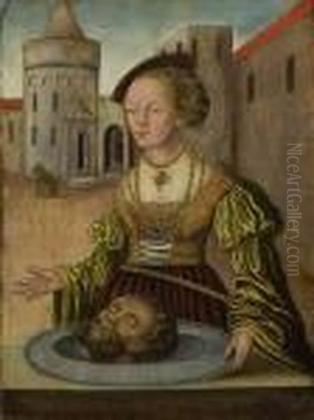 Salome Mit Dem Haupt Johannes Des Taufers. Oil Painting by Lucas The Elder Cranach