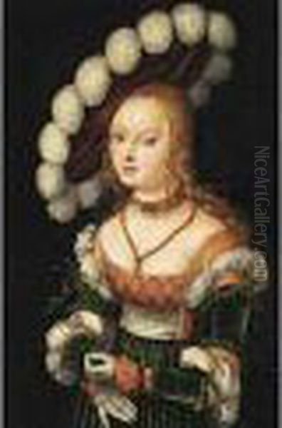 Dreiviertelbildnis Einer Jungen Frau Oil Painting by Lucas The Elder Cranach