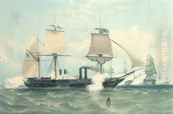 H.M. war steam frigate the Terrible, of 1847 tons, and 800 horse power, by H. Papprill Oil Painting by Knell, W.