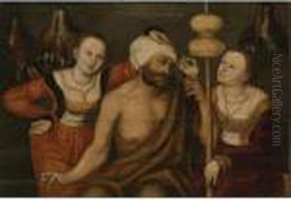 Hercules And Omphale Oil Painting by Lucas The Elder Cranach