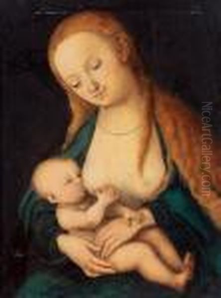 Maria Che Allatta Gesu Bambino Oil Painting by Lucas The Elder Cranach