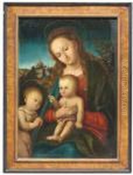 The Elder . The Madonna And Child With Young St John The Baptist Oil Painting by Lucas The Elder Cranach