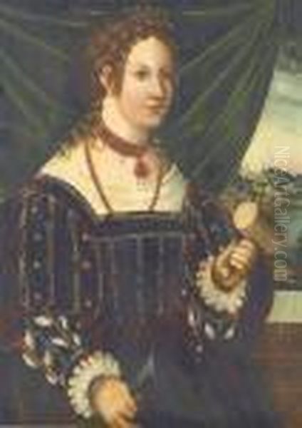 The Holy Yael Infront Of A Landscape Oil Painting by Lucas The Elder Cranach