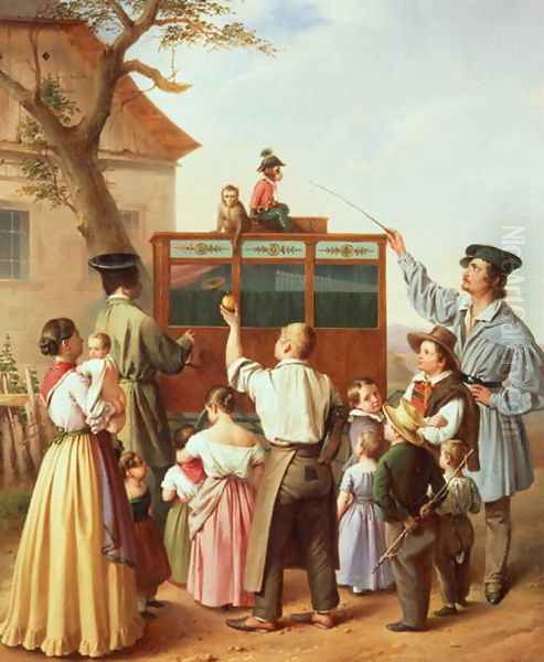 The travelling organ grinder Oil Painting by Edouard Klieber