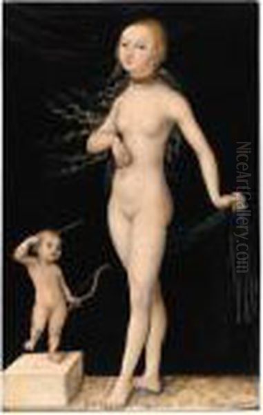 Venus And Cupid Oil Painting by Lucas The Elder Cranach