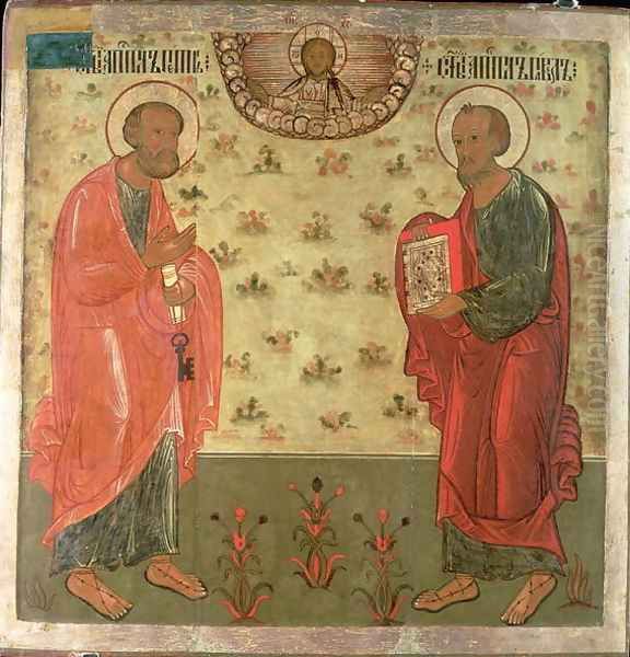 Apostles Peter and Paul Oil Painting by Feoktist Klimentov