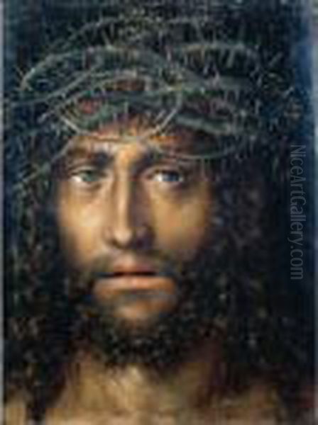 The Head Of Christ Crowned With Thorns Oil Painting by Lucas The Elder Cranach