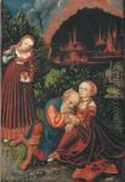 Lot And His Daughters Oil Painting by Lucas The Elder Cranach