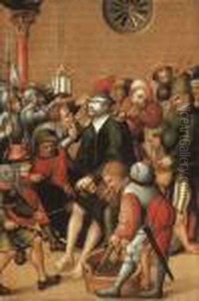 The Mocking Of Christ Oil Painting by Lucas The Elder Cranach