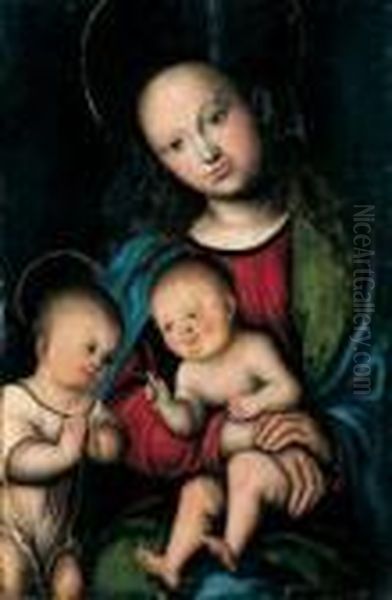 Madonna Mit Kind Und Dem Johannesknaben. Oil Painting by Lucas The Elder Cranach