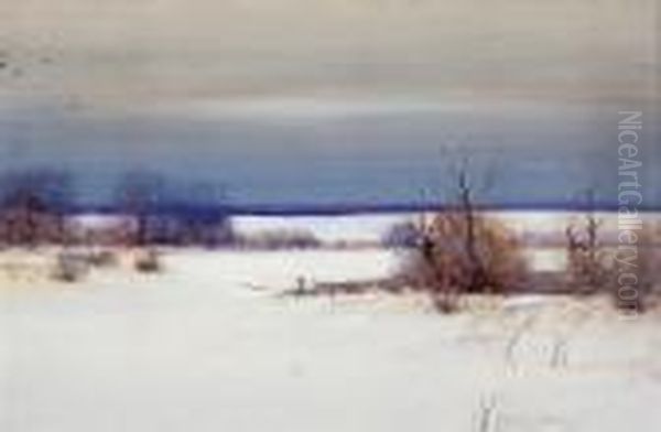 A Winter's Day Oil Painting by Bruce Crane