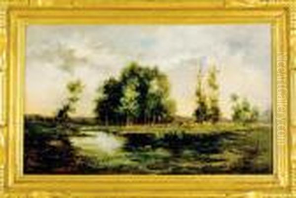 Pond In Landscape Oil Painting by Bruce Crane