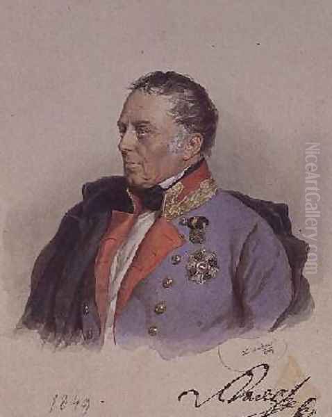 Johann Joseph Wenzel Count Radetzky 1766-1858 Governor of the Lombardo Venetian territories in the mid 1800s Oil Painting by Josef Nikolaus Kriehuber