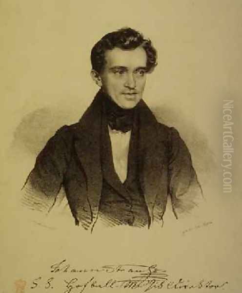 Johann Strauss the Elder 1804-49 Austrian violinist and conductor Oil Painting by Josef Nikolaus Kriehuber