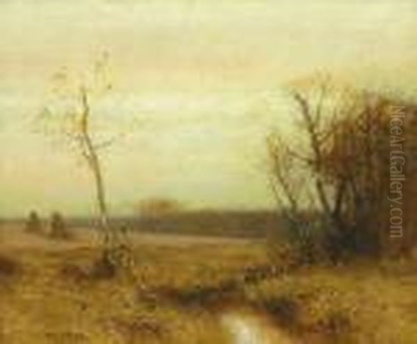 Field In Late Autumn Oil Painting by Bruce Crane