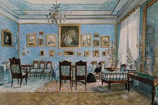 The Salon of Madame Hanska 1801-82 in St Petersburg Oil Painting by Carl Ivanovitch Kollmann