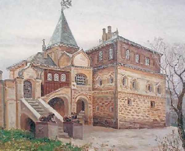 Tower of the Romanov Boyars in Moscow Russia Oil Painting by Nikolaj Konstantinov