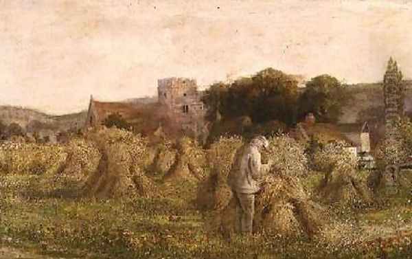 Tending the stooks Oil Painting by J. Korst