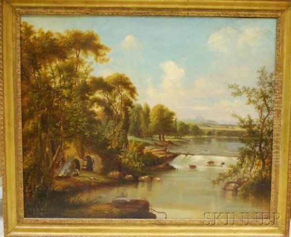 Gypsy Camp Along A Stream Oil Painting by Thomas Creswick