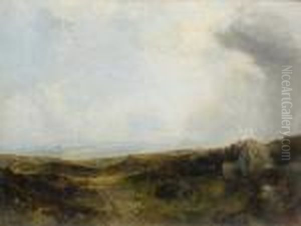 On The Yorkshire Moors Oil Painting by Thomas Creswick