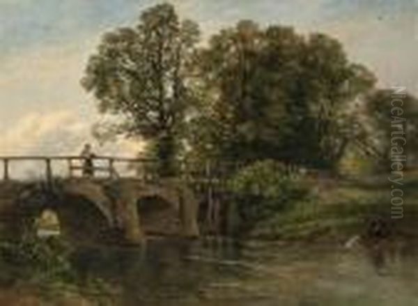 Looking Over A Stream Oil Painting by Thomas Creswick